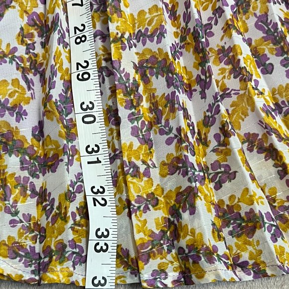 MELLODAY Women's Floral Pleat Dress Size S Sleeveless Yellow Purple - Picture 8 of 8